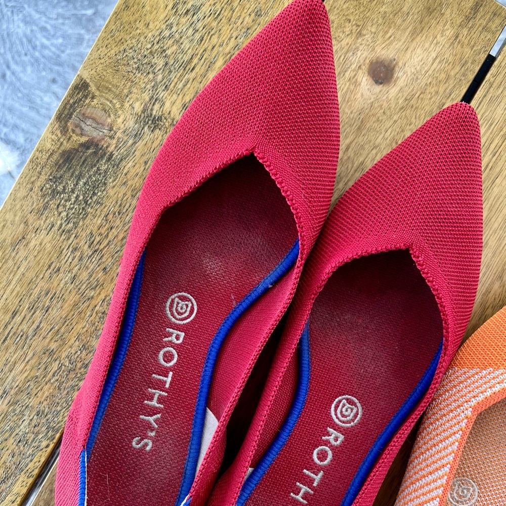 Rothy's Chili Red The Point flats, Size 10, EUC